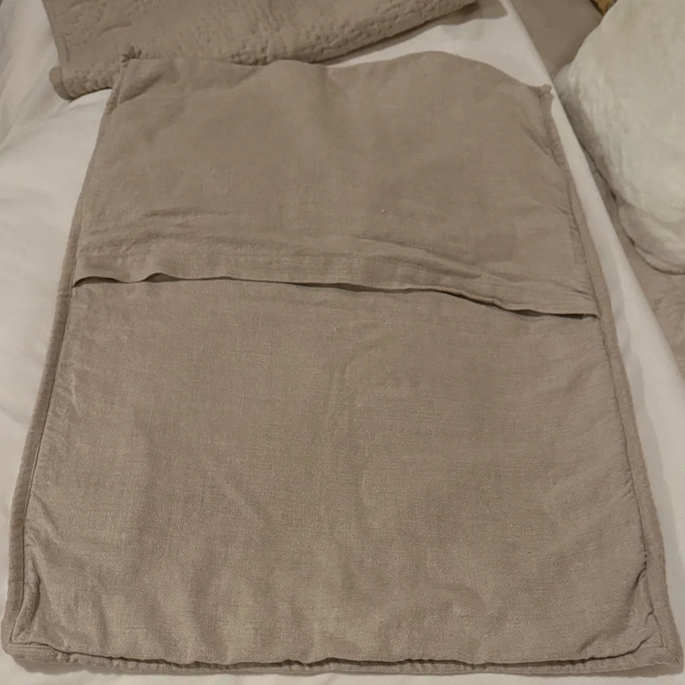 RH pair of tan Quilted Pillow Covers